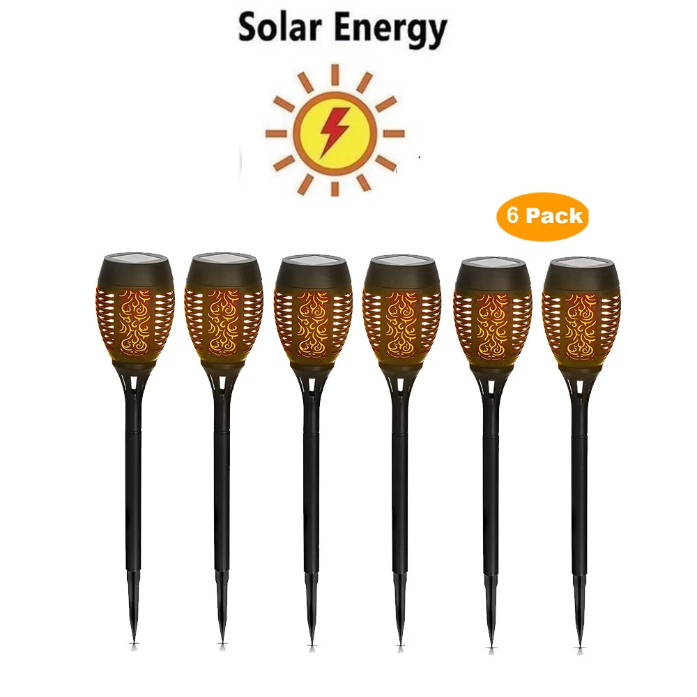 

6 pcs Led Solar Torch Lights Outdoor Dancing Flickering Flame Solar Tiki Light Waterproof For Garden Decoration Patio Path Solar
