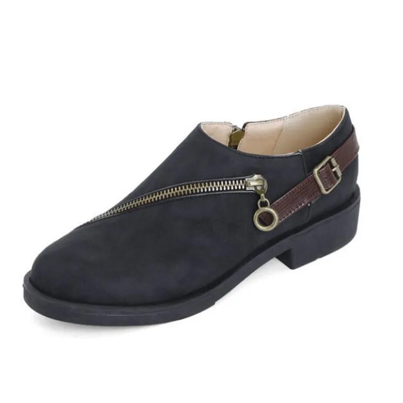 

Туфли женские кожаные, на молнии, в британском стиле ретро