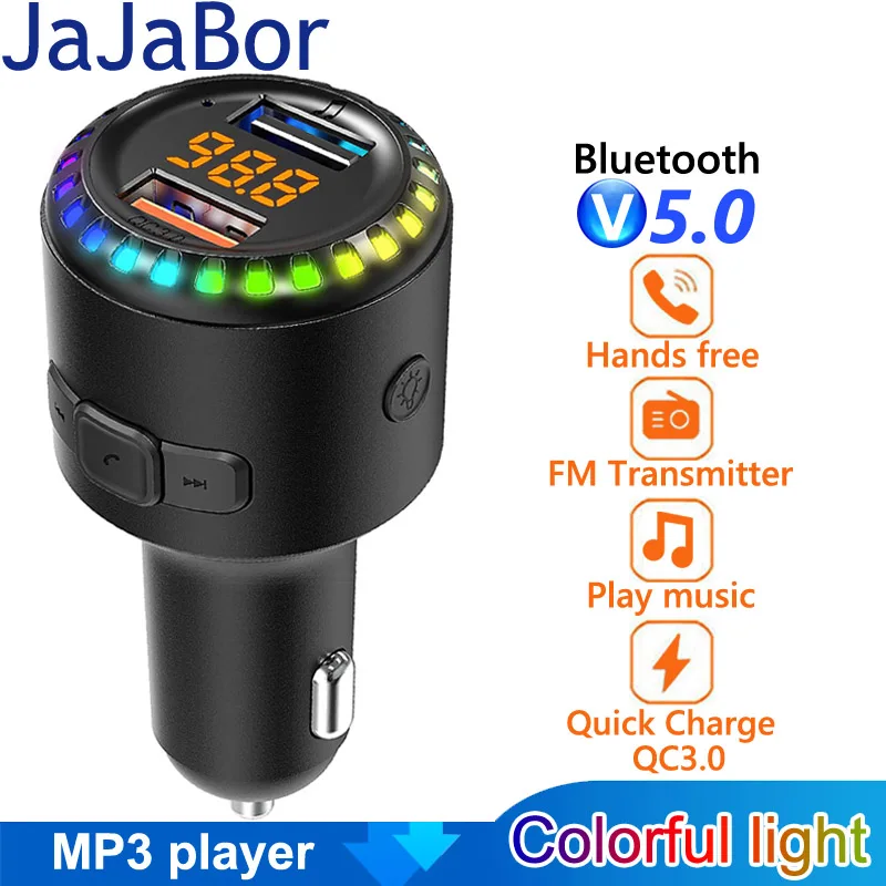 

JaJaBor FM Transmitter Car Music Mp3 Player QC3.0 Quick Charge Dual USB Charger Bluetooth-compatible 5.0 Car Kit Handsfree
