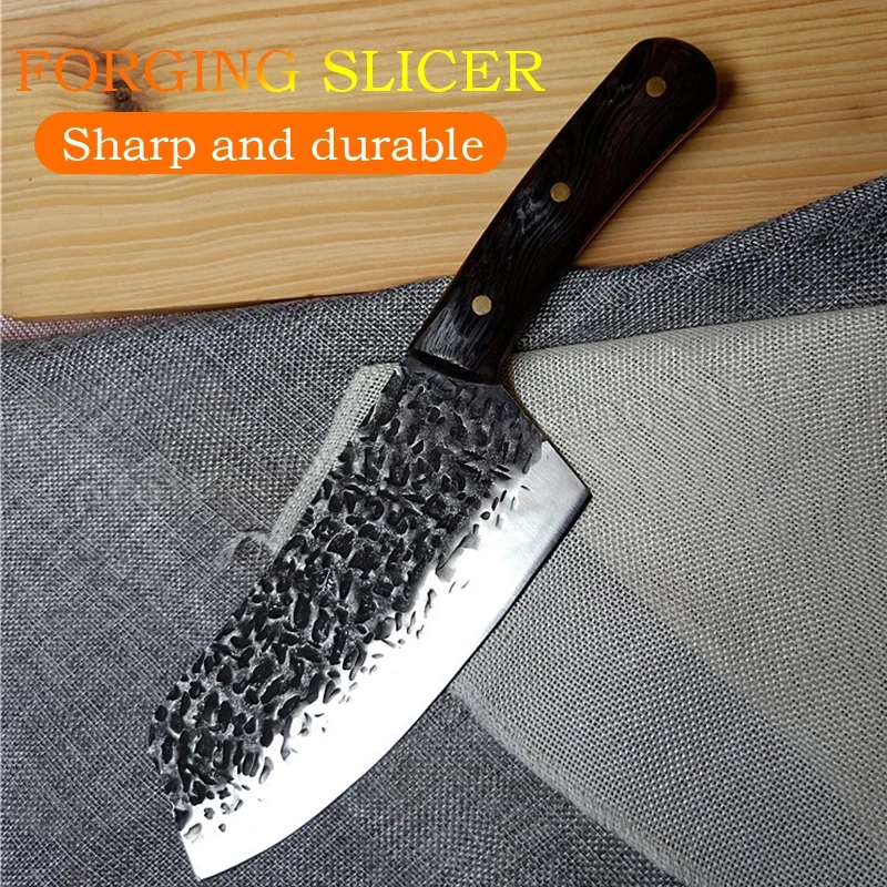 

Hand forged hammered meat cleaver Stainless steel kitchen knife Chef's knife Fish slicing knife Household cooking knife