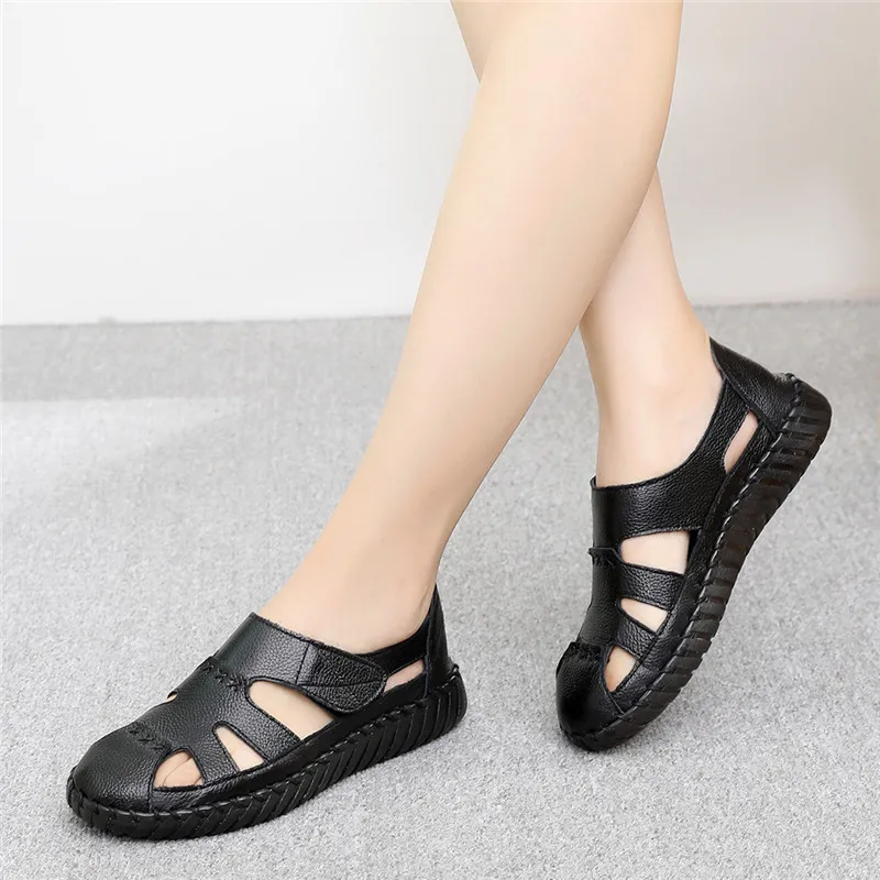 Сандалии HOVINGE женские из натуральной кожи мягкая подошва плоская Нескользящие