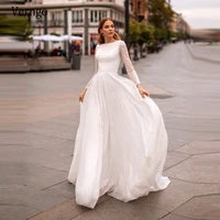 verngo glitter a line long sleeves wedding dress 2021 sweep train buttons through full back vintage plus size bridal dresses