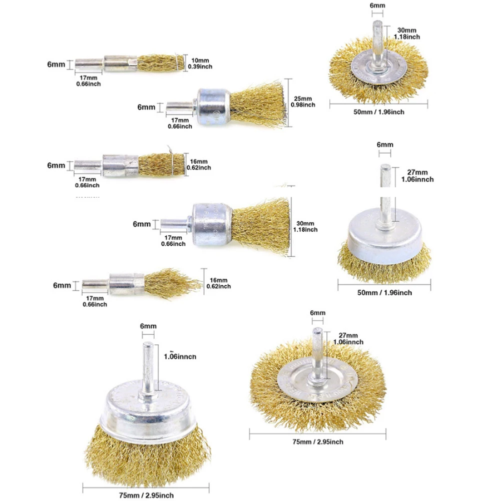 

Electric Grinder Brass Coated Polishing Manual Drill Home Wheel Wire Brush With 1/4 Inch Shank Practical Removal Rust Cup