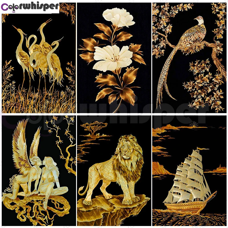Алмазная живопись 5D квадратная/круглая вышивка Лев лодка цветок птица алмазная