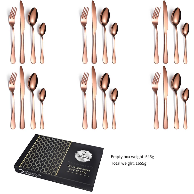 

24Pcs/Set Stainless Steel Tableware Cutlery Sets Cutter Fork Spoon Home Kitchen Dining Room
