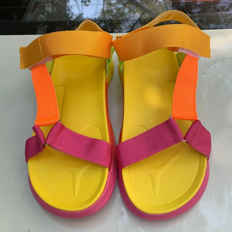 

Women's Flat Sandals Summer Woman Hook&Loop Non Slip Colorful Fashion Girls Plus Size Casual Female Platform Ladies Sandalias