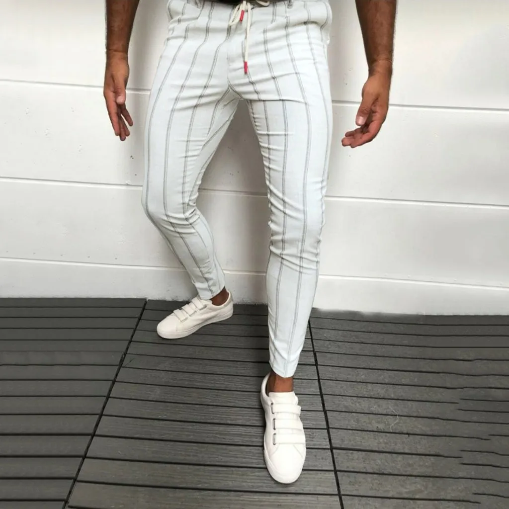 

2020 New Men's Pants Striped Casual Flexible Dress Pants Slim Dress Trousers Quality Men's Classic Groom Wedding Pants Male# G