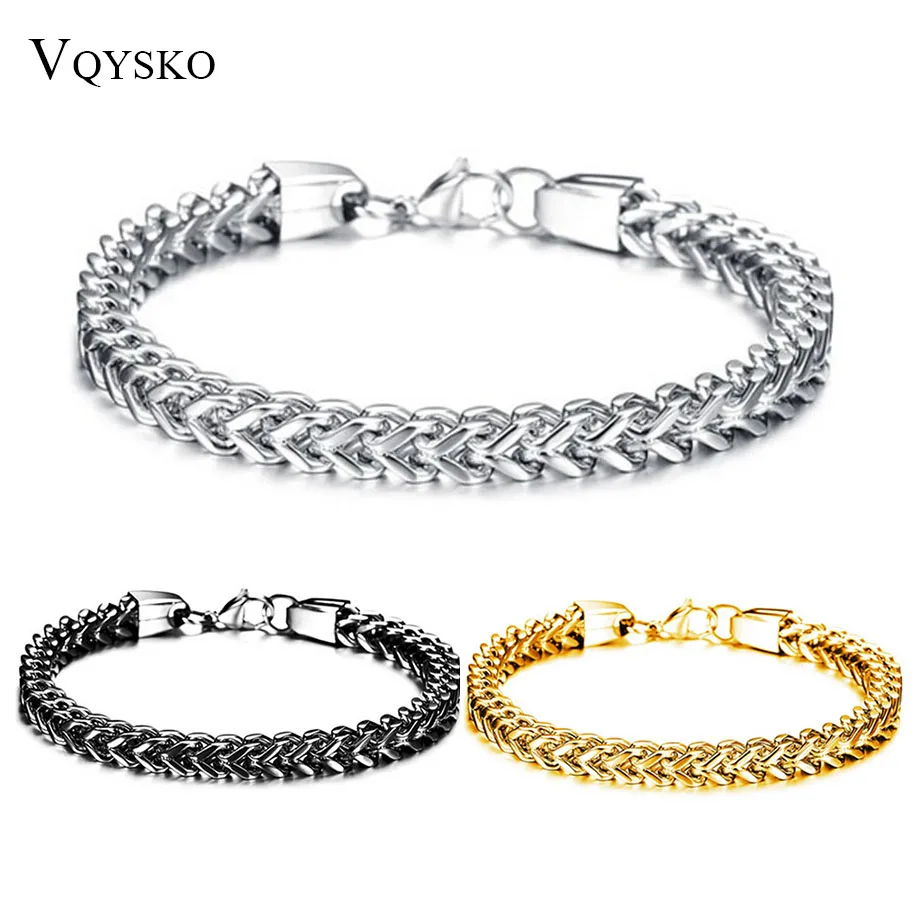 

Three Color 316L Stainless Steel Chain Mens Bracelets Bangles Fashion Braided Bracelet Bangle Men Hip Hop Party Rock Jewelry