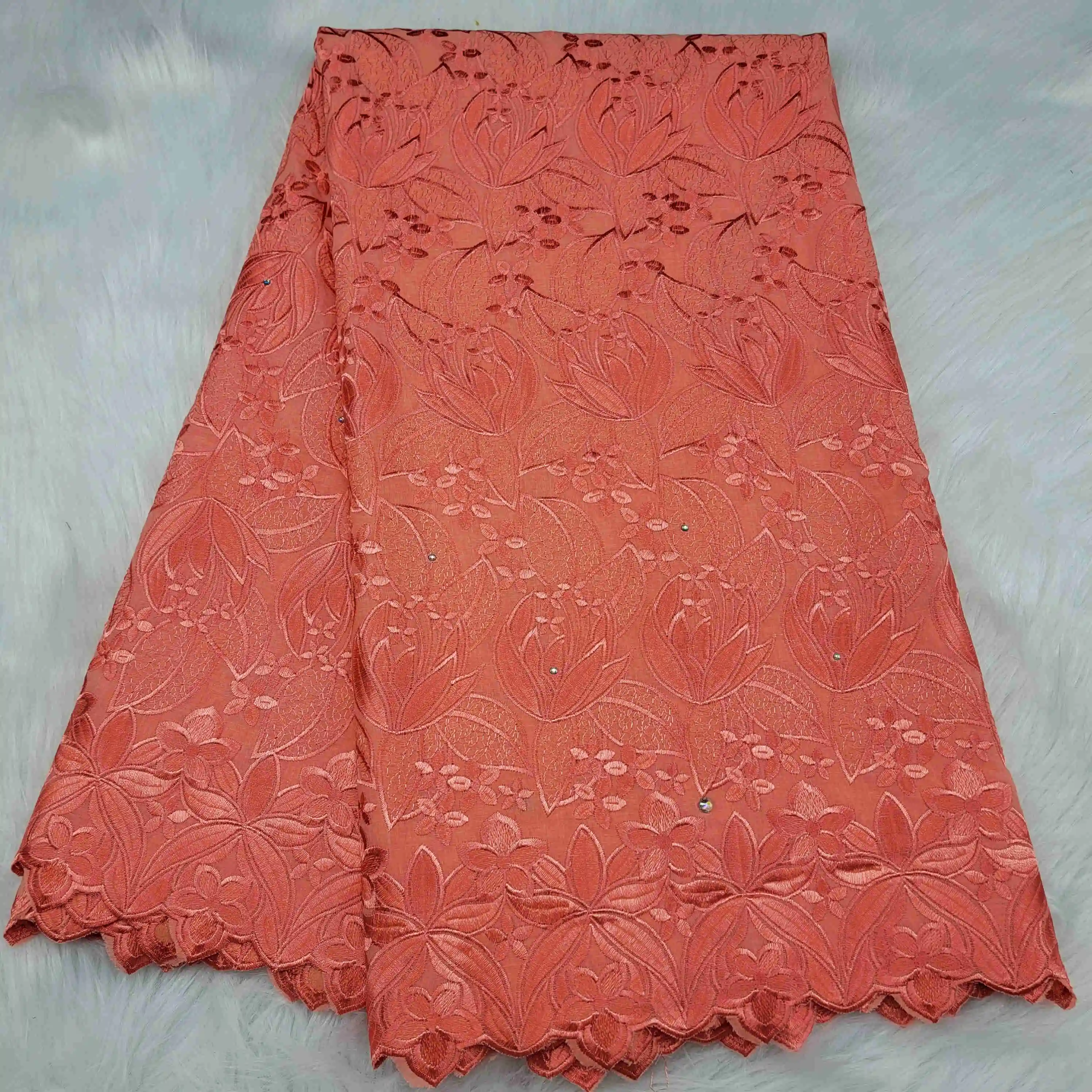 

CS High Quality 2021 Cotton African Lace Fabric Lace French Swiss voile Embroidery Lace Fabric robe broderie For Party