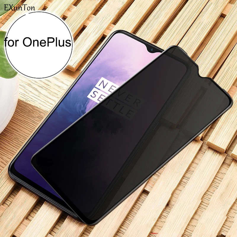 Защитное стекло для OnePlus 7 T 6 закаленное антишпионское One Plus черное с полным