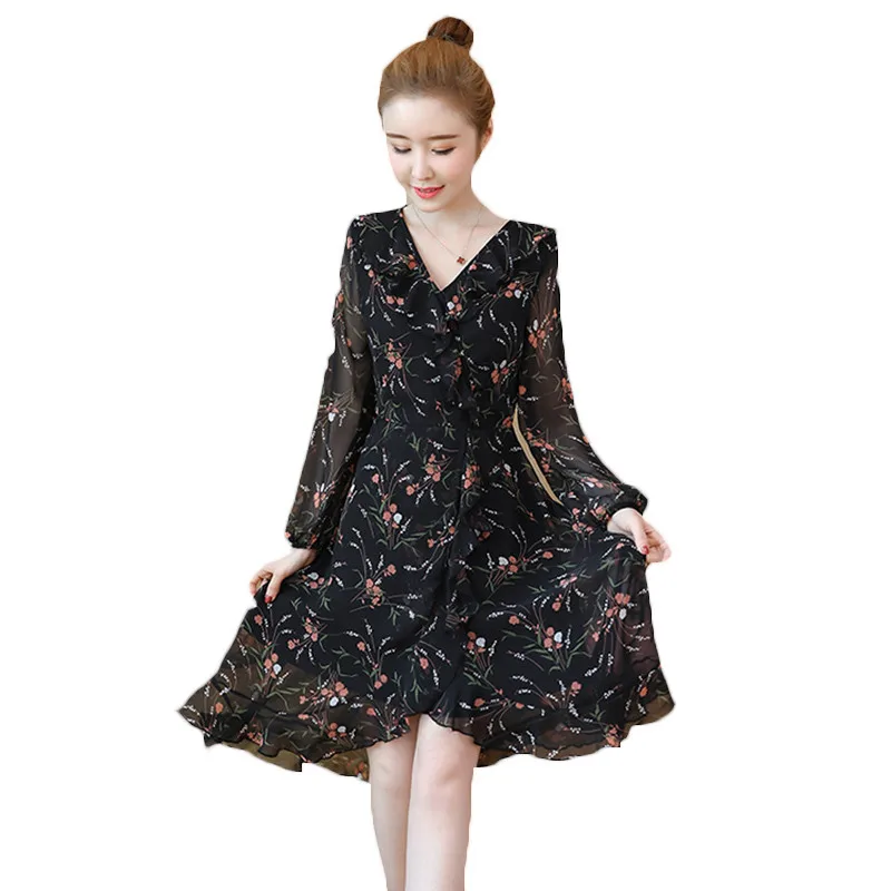 2021 сезон весна осень Новинка В Корейском стиле размера плюс женское платье в