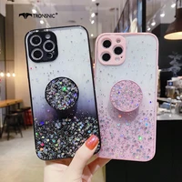 glitter phone case for iphone 13 12 11 pro max xr xs max soft glossy foldable stand purple black cases for iphone 7 8 plus cover