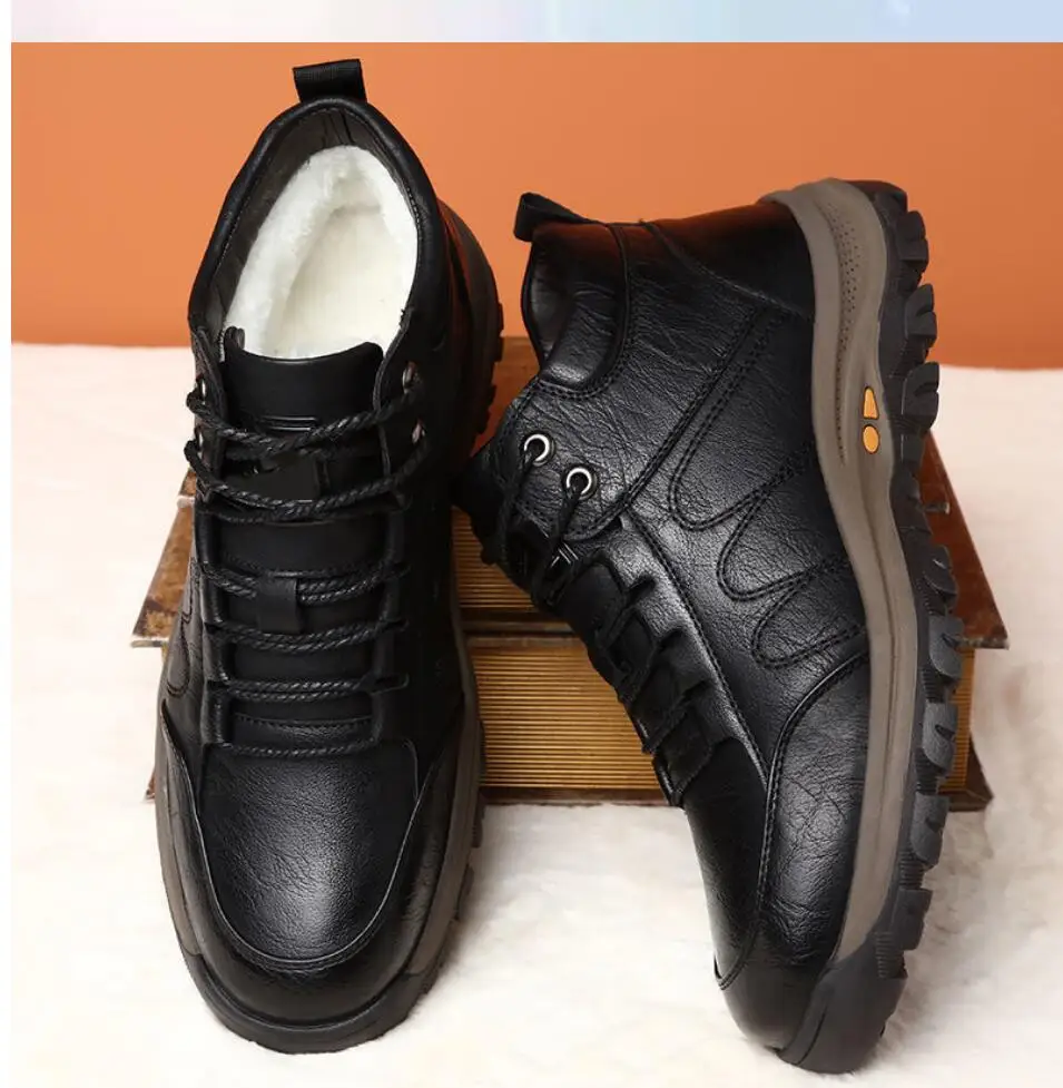 Зимние теплые мужские ботинки сохраняющие Тепло шерстяные меховые уличные