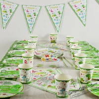 dinosaur theme party tableware set disposable paper cup plate tablecloth cake topper happy 1st birthday party supplies for boys