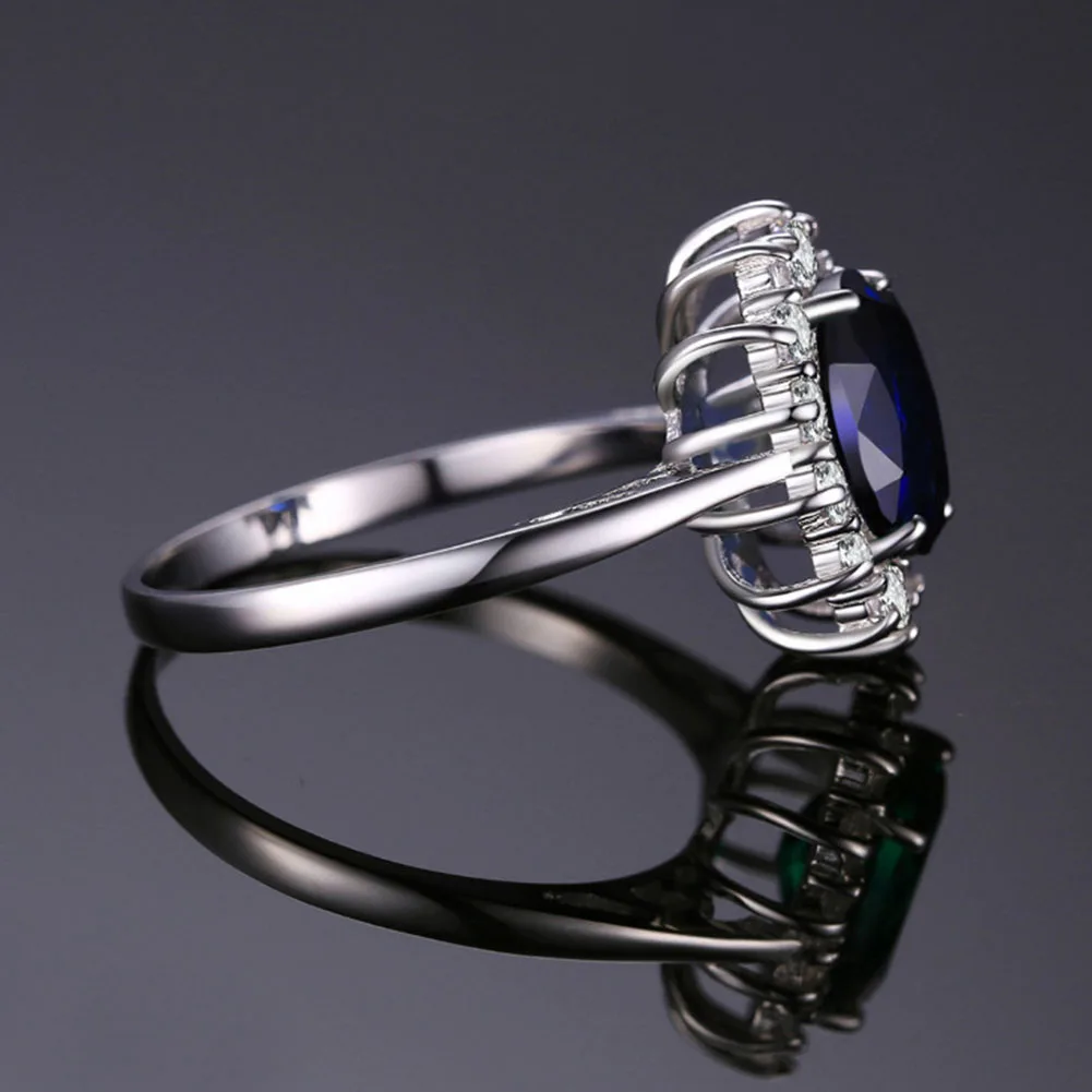 Ювелирные аксессуары циркон 925 медь помолвка сапфир женский синий|Кольца для