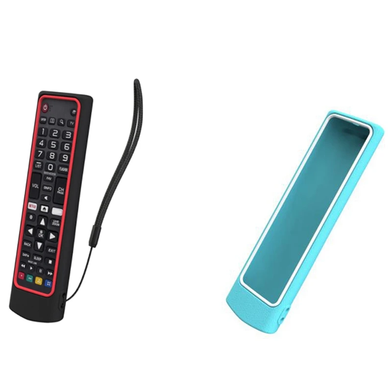 

2PCS Case For LG Smart TV Remote AKB75095307 AKB75375604 AKB75675304 Shockproof Protective Cover,Black+Red & Blue+White