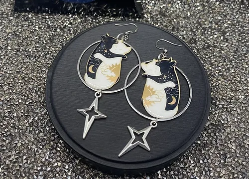 

Celestial Kitties Earrings / Dangle Earrings / Goth Punk Jewelry