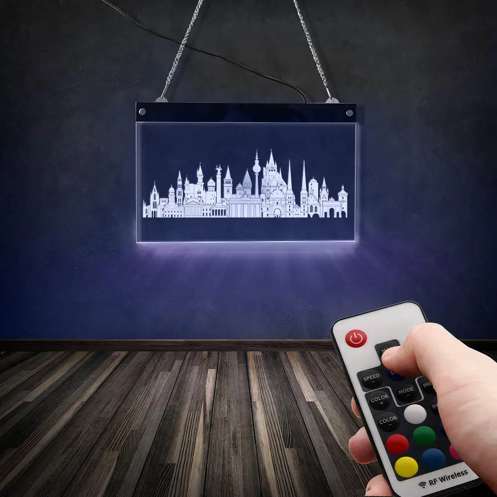 Германия Skyline светодиодный неоновый знак настенное художественное освещение ландшафт современного города настенная доска домашний декор Deutschland подарок-сувенир для туриста