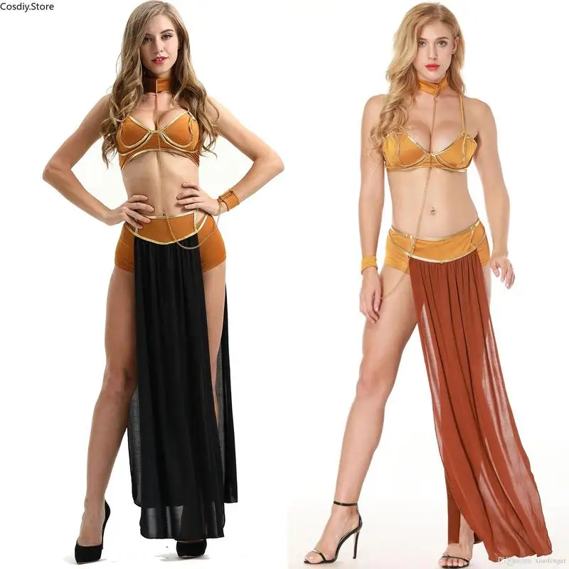 Сексуальный костюм звезда на Хэллоуин Wars Leia Slave Для женщин Арабский игры платье