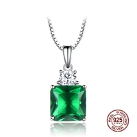 100 real s925 sterling silver wedding necklace jadeite pendent square emerald fine jewelry neck chain accessories ornament