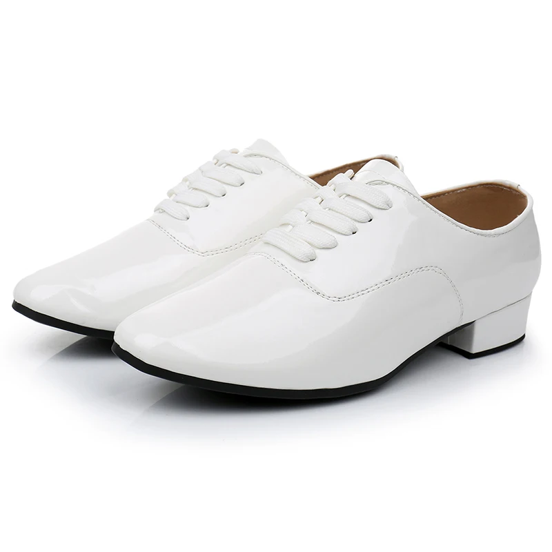 Dance-Shoes Modern Men Tango Latin Ballroom Dance Shoes Leather Party Boys Professional Low Heel Soft Dancing Shoes White Black