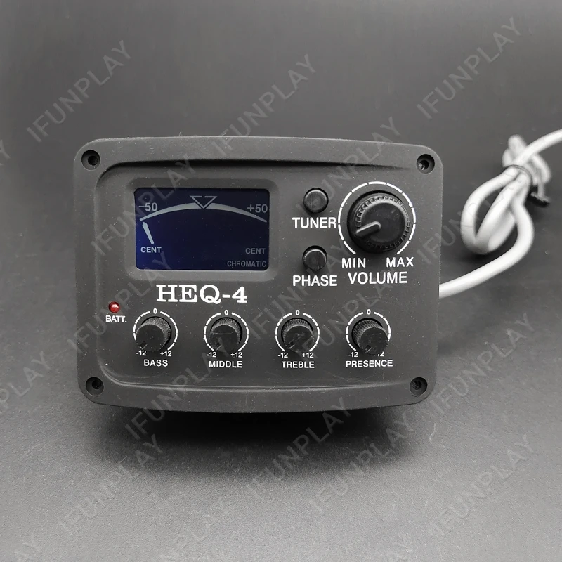4 Band Acoustic Guitar Preamp with Tuner Folk EQ Equalizer Amplifier Piezo Pickup Accessories | Спорт и развлечения
