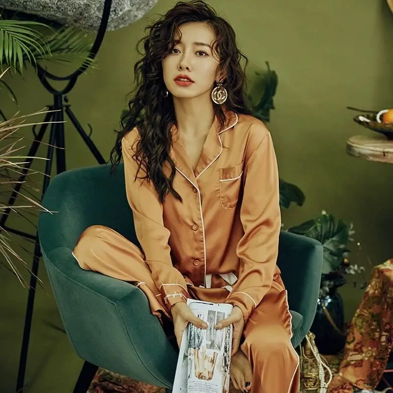 Новый Атласный пижамный комплект из 2 предметов шелковые пижамы для женщин