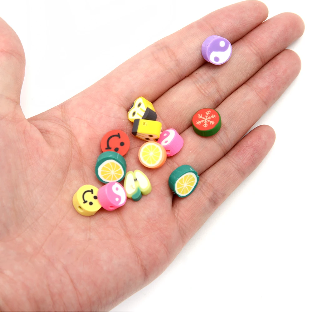 150 шт./кор. набор бусин из полимерной глины фрукты смайлик для изготовления