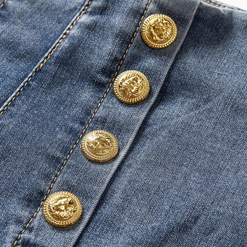 Женские джинсовые шорты с завышенной талией эластичные трапециевидные в