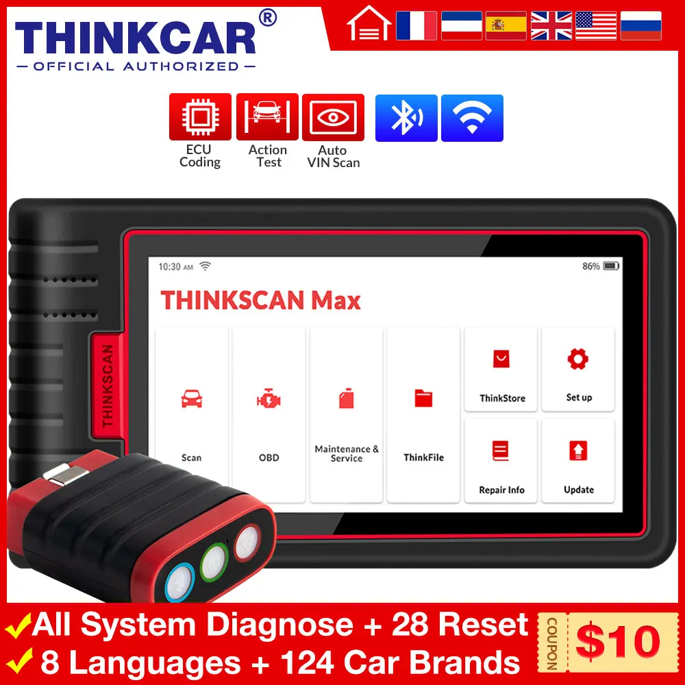 THINKCAR THINKSCAN MAX EOBD ECU кодирование действие тест 28 сброс полной системы OBD2