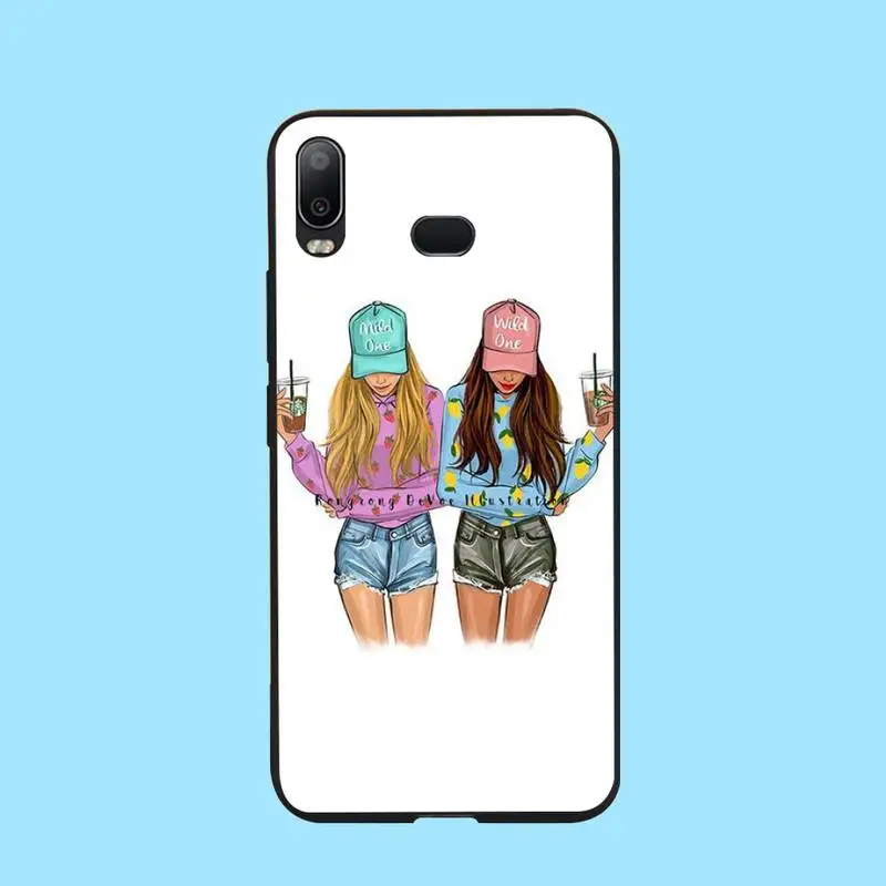 

HPCHCJHM Girls Brunette Blonde Best Friends BFF Matching Phone Case Capa For Samsung A10 A20 A30 A40 A50 A70 A71 A51 A6 A8 2018