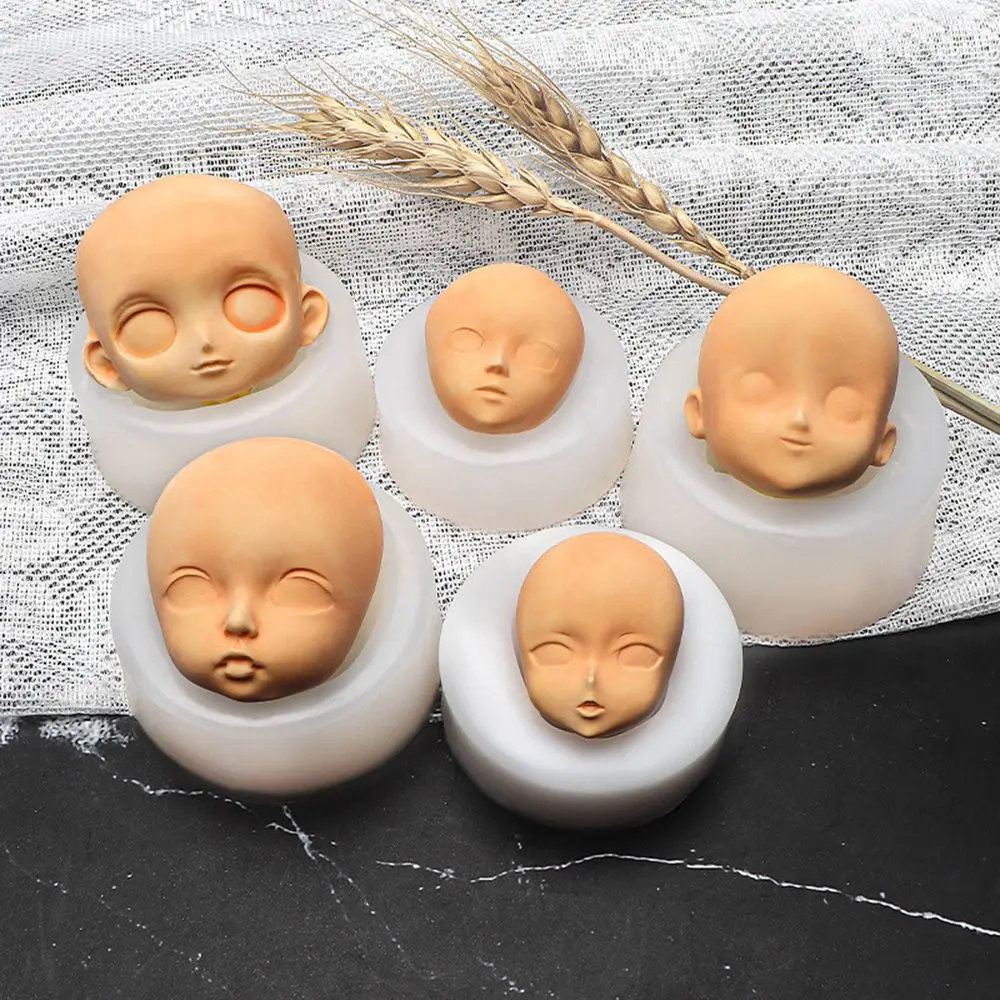3D Baby Face Silicone Molds Q Version Facial Mould DIY Doll Modification Accessories Clay Head Sculpey Cake Chocolate Decoration