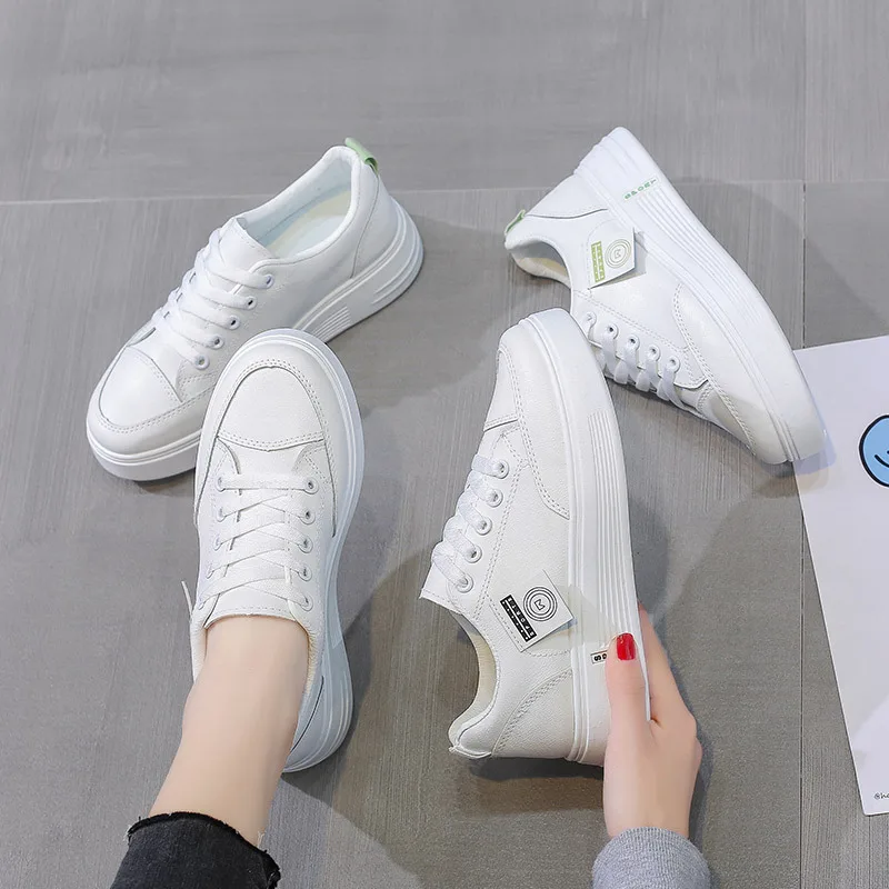 2021 удобные кроссовки на толстой подошве женские модные повседневные белые