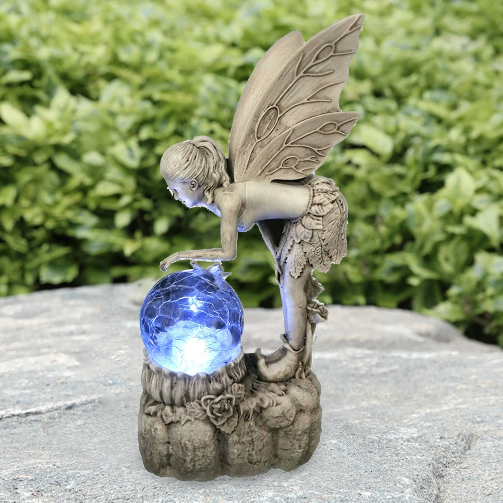 

Solar Resin Fairy Crafts Flower Fairy Angel Resin Crafts Home Decoration LED Decorative Night Light Gift