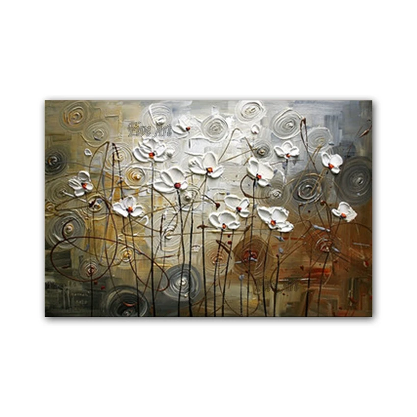 

Картина маслом на холсте с изображением белых цветов