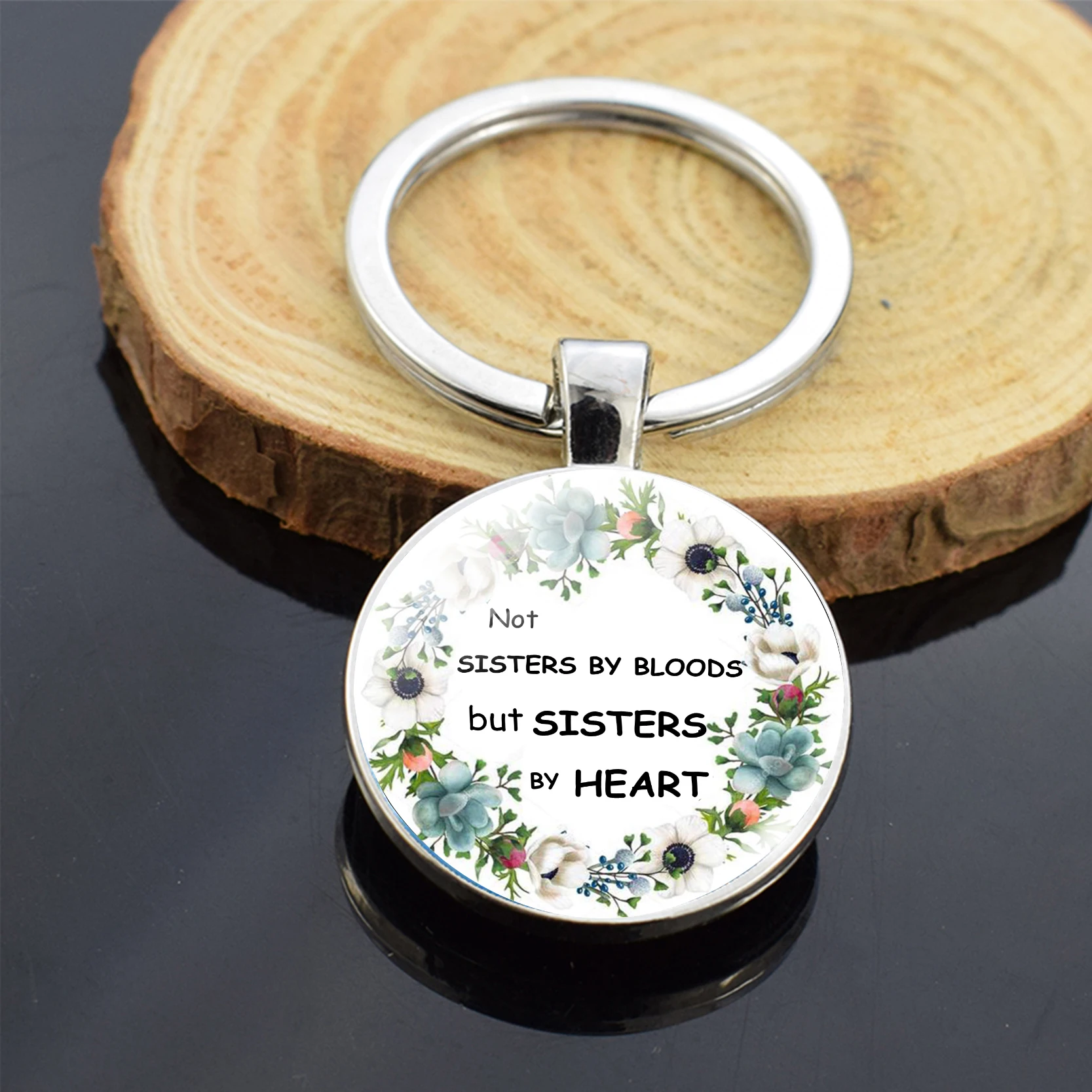 Цитата лучшие друзья не сестры по крови а сердцу брелок для женщин стеклянный
