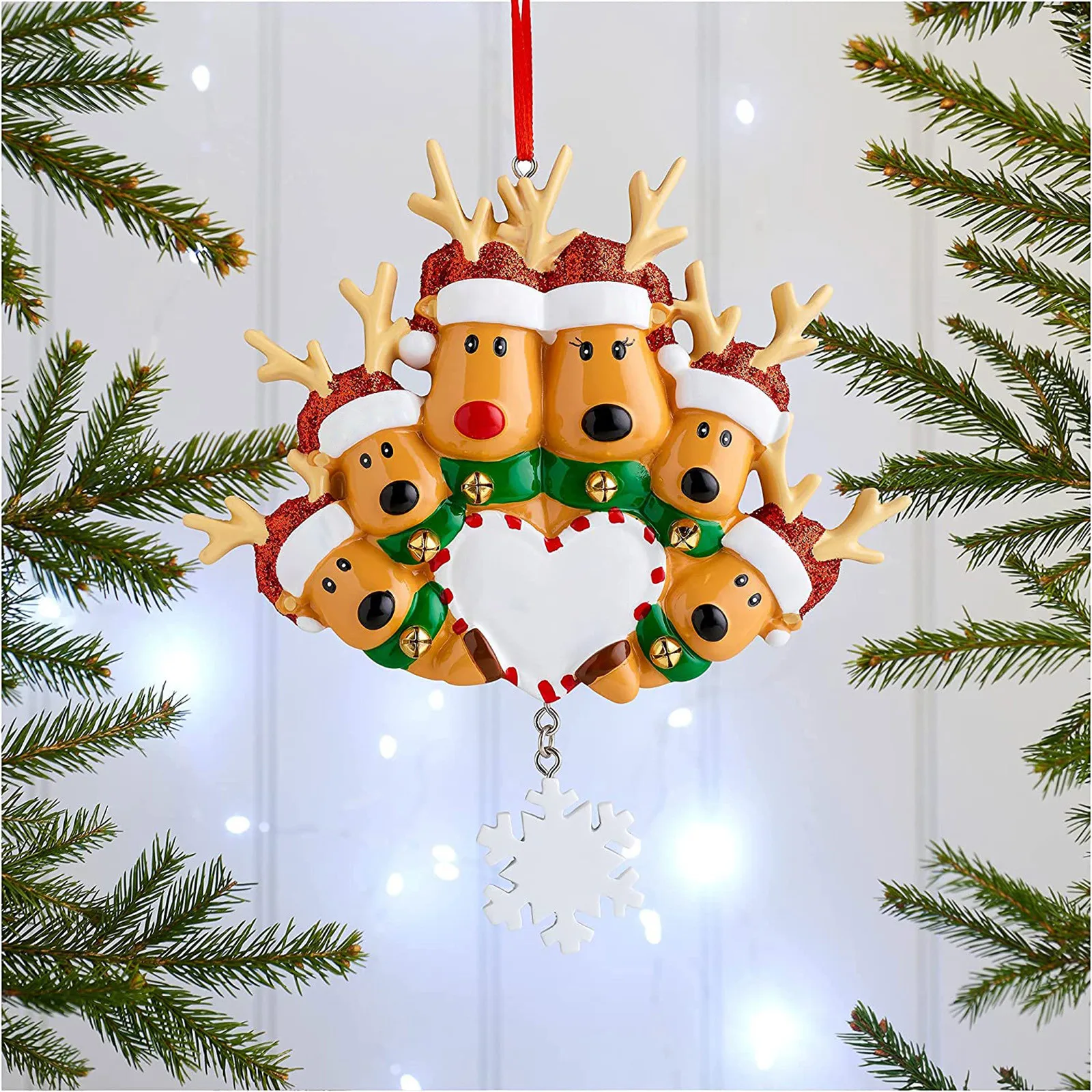 

Personalized Reindeer Family Of 2, 3, 4, 5, 6 Christmas Tree Ornament Cute Deer Holiday Winter Gift Year 2021 Family Ornament