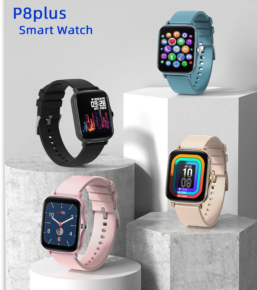 

P8plus 1.69inch Smart Watch Men Full Touch Screen Y20 Smartwatch Women Heart Rate blood Pressure Kids Smart Watch Android Ios