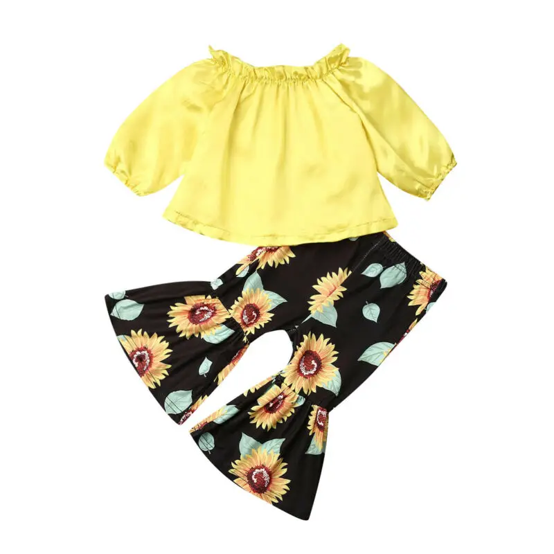 2020 Топы с открытыми плечами для новорожденных и маленьких девочек желтые