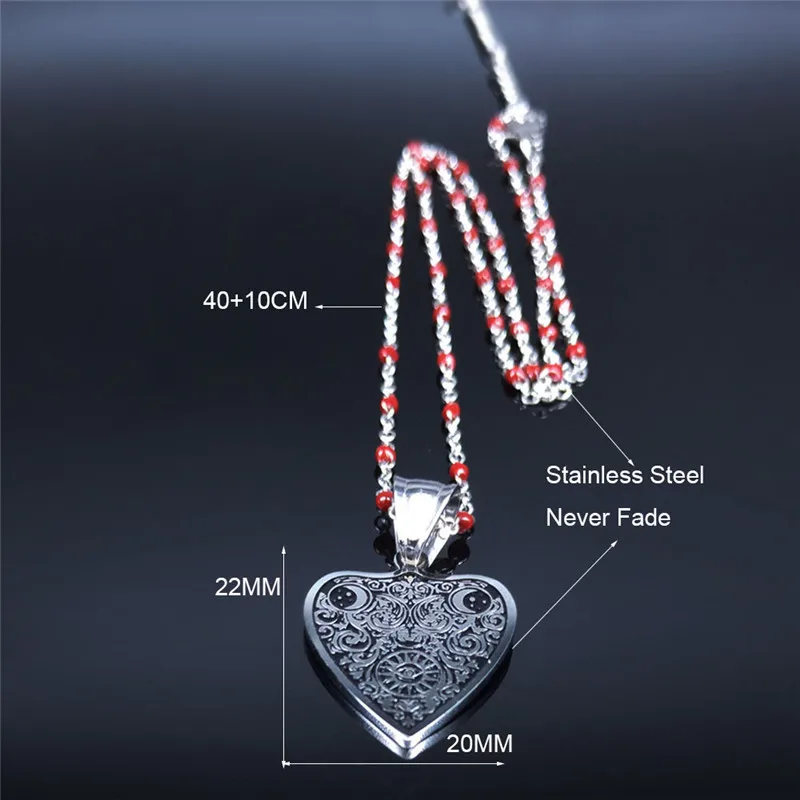 

Ouija Stainless Steel Necklace Pendant Women Red Chain Necklaces Jewelry collares de mujer joyeria acero inoxidable N3770S03