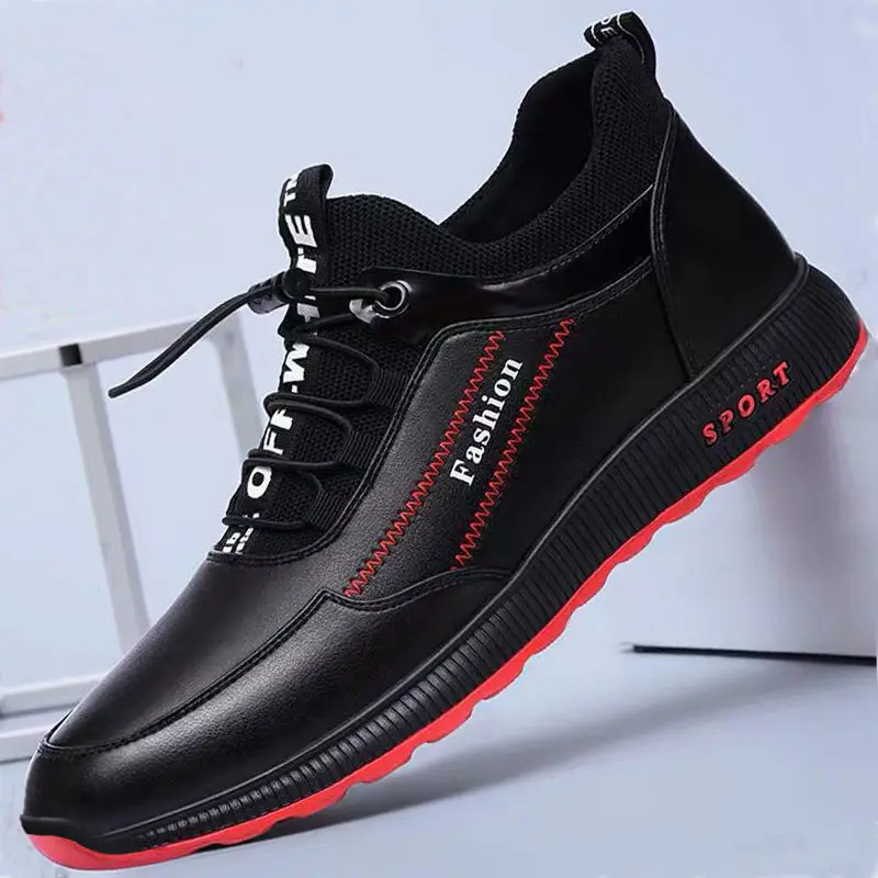

New Autumn and Winter Casual Sports Shoes Leather Warm Lace-up Tennis Non-slip Lightweight Breathable Sports Men's Leather Shoes