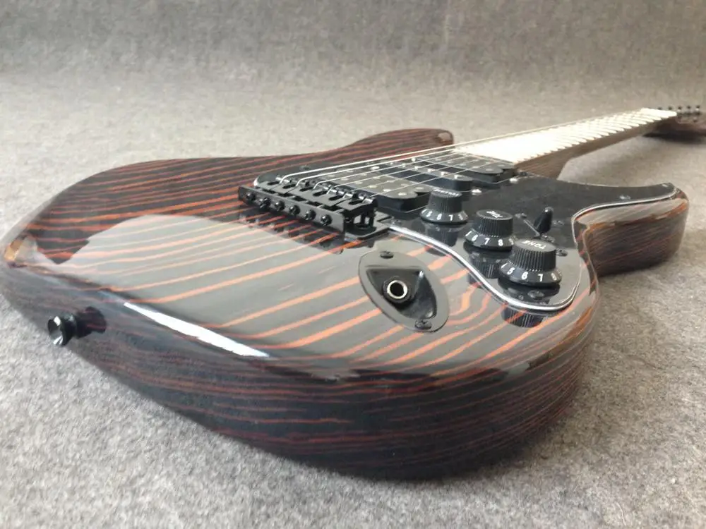 Зебра дерево тело электрогитара ra шеи hsh звукосниматели st гитара Бесплатная