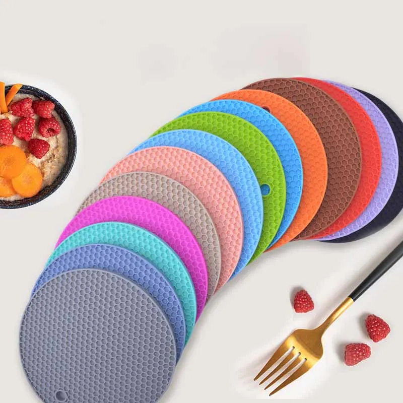 

Hot Sale 18cm Round Heat Resistant Silicone Mat Drink Cup Coasters Non-slip Pot Holder Table Placemat Kitchen Accessories