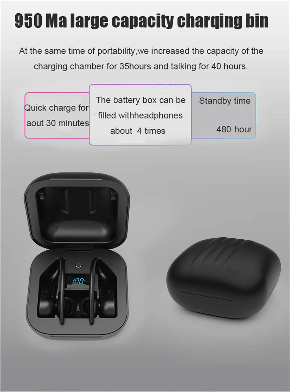Caletop Bluetooth 5,0, Беспроводные спортивные наушники, ушные крючки, водонепроницаемые наушники со светодиодным дисплеем, спортивные наушники PK Q62 Q32