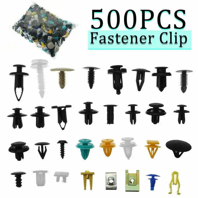 

500Pcs Mixed Auto Car Fastener Clip Bumper Mudguard Trim Plastic Rivet Door Panel Tools