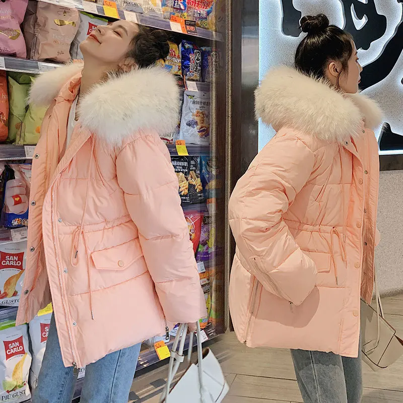 Cotday свободного кроя с затягивающими шнурками куртка капюшоном и меховым Украины