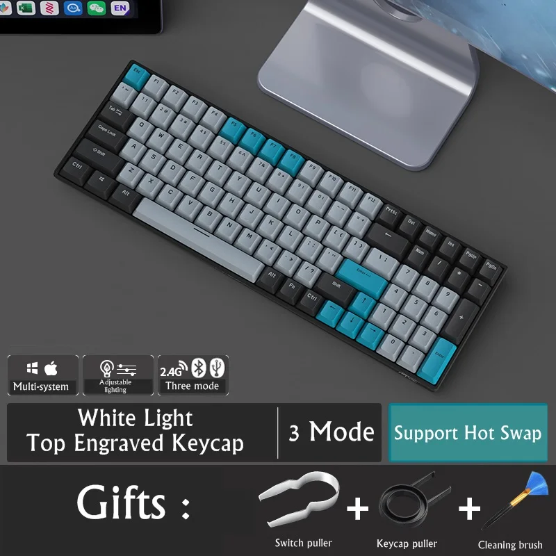 

Новая беспроводная Bluetooth клавиатура HOT SWAP RK860, беспроводная/2,4G/Проводная 3-режимная механическая клавиатура с подсветкой 100 клавиш для Mac и ...