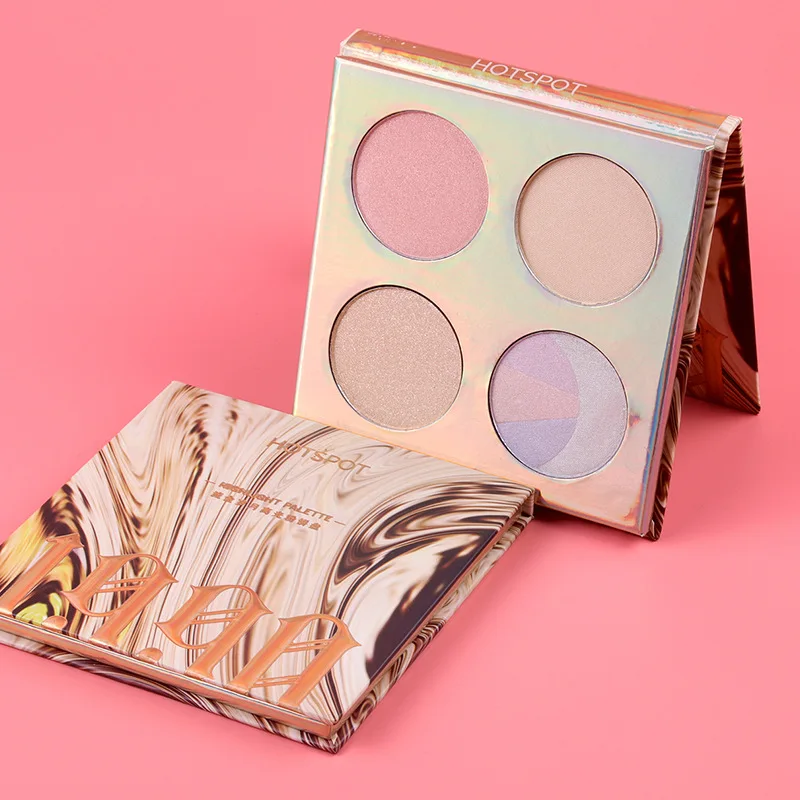 New 4 Color Baked Highlighter 3D Face Powder Makeup BronzerPalette Shimmer Illuminator Contouring Brighten