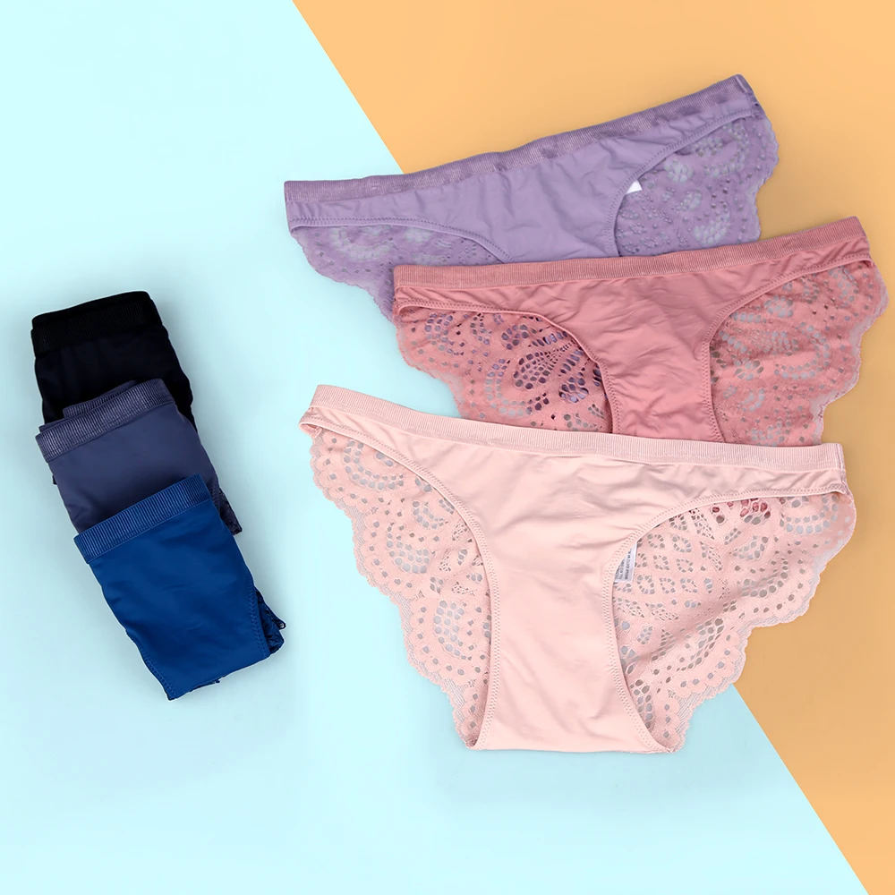 3 шт. Для женщин Невидимые Бесшовные бикини нижнее белье сексуальные кружевные