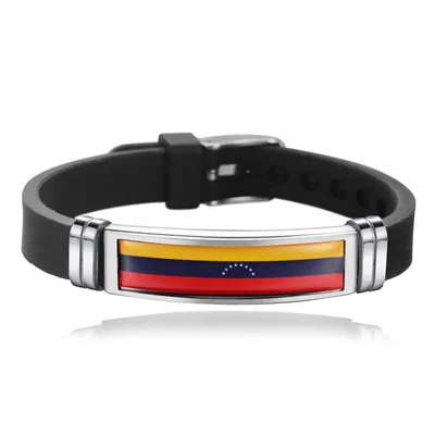 

New Venezuela Flag Bangles Sporty Style Stainless Steel Silicone Venezuela Country Flag Bracelets Jewellery